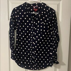 Merona Dark Blue Polka Dot Button Down Shirt